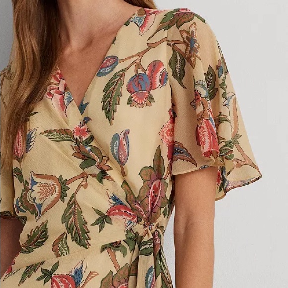 Lauren Ralph Lauren Floral Belted Georgette Dress | Size 12 - Picture 3 of 14